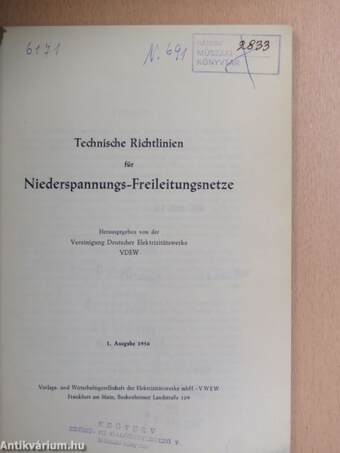 Technische Richtlinien für Niederspannungs-Freileitungsnetze I.