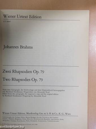 Zwei Rhapsodien Op. 79/Two Rhapsodies Op. 79