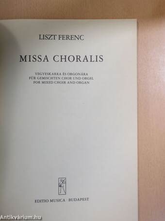 Missa choralis vegyeskarra és orgonára