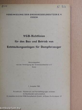 VGB-Richtlinien für den Bau und Betrieb von Entstaubungsanlagen für Dampferzeuger