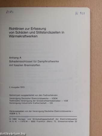 Richtlinien zur Erfassung von Schäden und Stillstandszeiten in Wärmekraftwerken