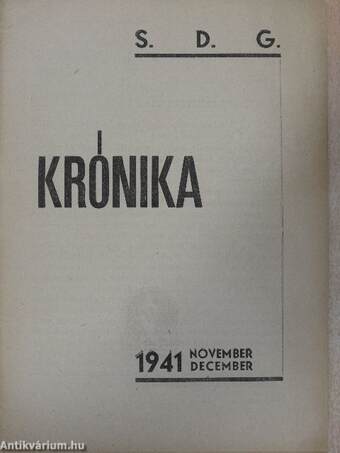 S.D.G. Krónika 1941. november-december