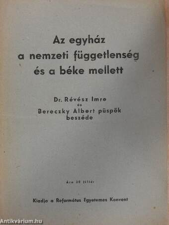 Az egyház a nemzeti függetlenség és a béke mellett