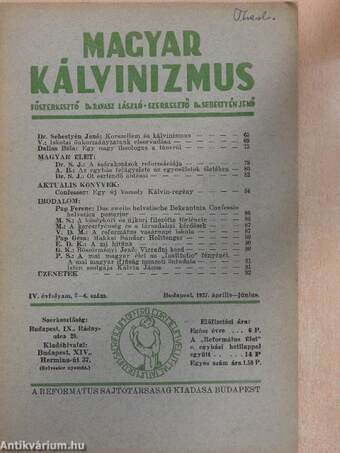 Magyar Kálvinizmus 1937. április-június
