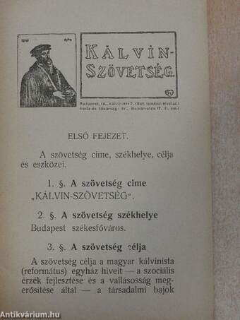 A "Kálvin-Szövetség" Alapszabályai