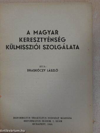 A magyar keresztyénség külmissziói szolgálata