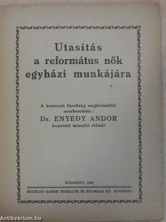 Utasítás a református nők egyházi munkájára