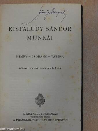 Kisfaludy Sándor munkái