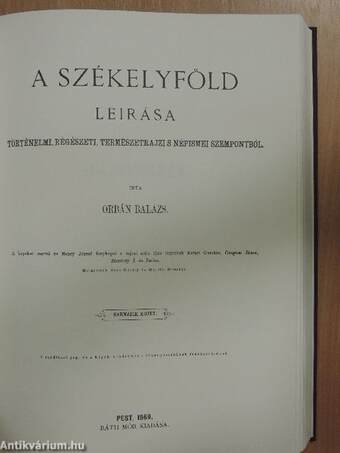 A Székelyföld leírása I-IV. (töredék)