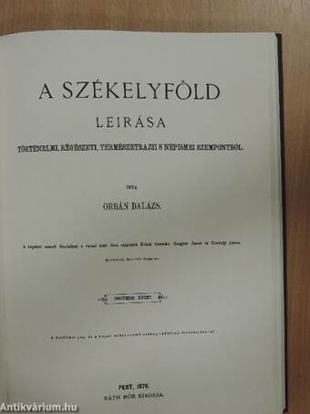 A Székelyföld leírása I-IV. (töredék)