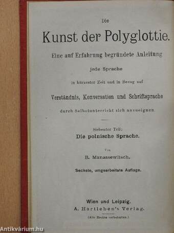 Praktische Grammatik der Polnischen Sprache für den Selbstunterricht