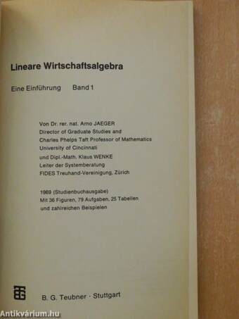 Lineare Wirtschaftsalgebra 1-2