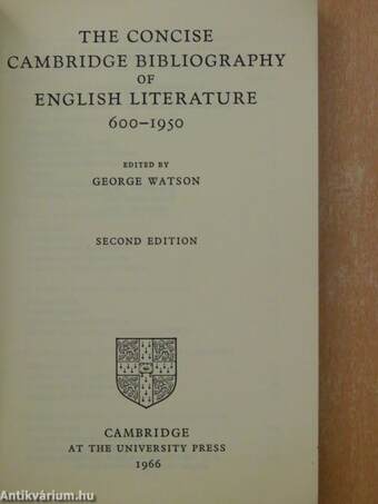 The Concise Cambridge Bibliography of English Literature