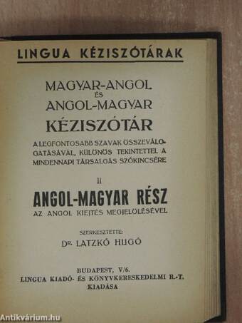 Magyar-angol és angol-magyar kéziszótár I-II.