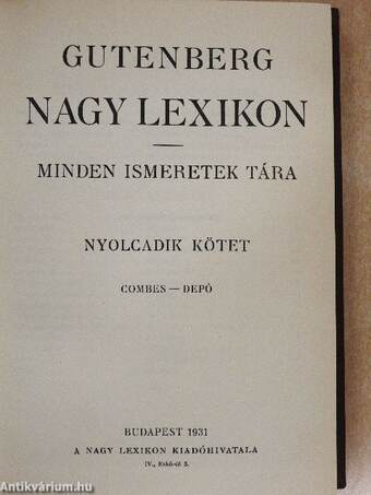 Gutenberg Nagy Lexikon VIII. (töredék)