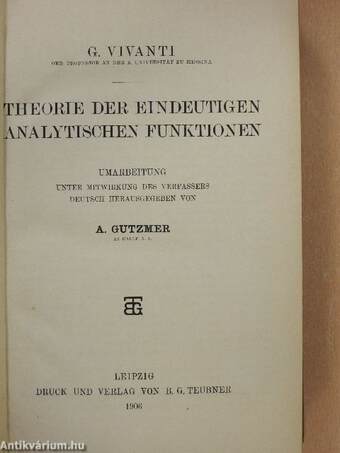 Theorie der Eindeutigen Analytischen Funktionen