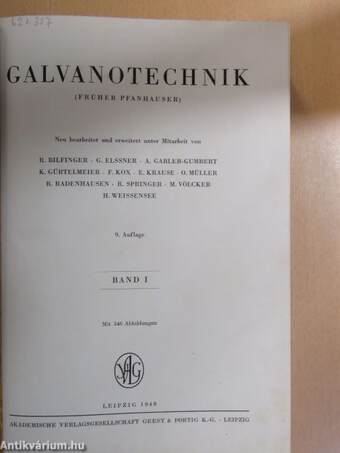 Galvanotechnik I.