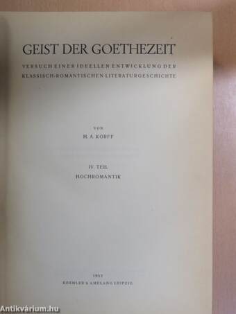 Geist Der Goethezeit IV.