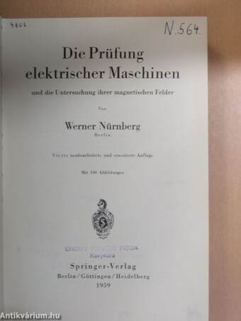 Die Prüfung elektrischer Maschinen