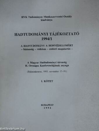 Hadtudományi tájékoztató 1994/1.