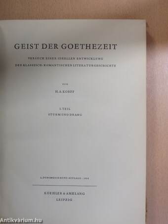 Geist Der Goethezeit I.