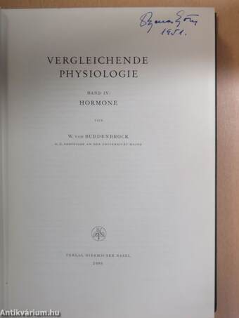 Vergleichende physiologie IV.