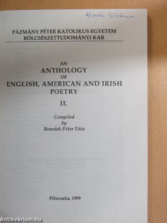 An Anthology of English, American and Irish Poetry II.