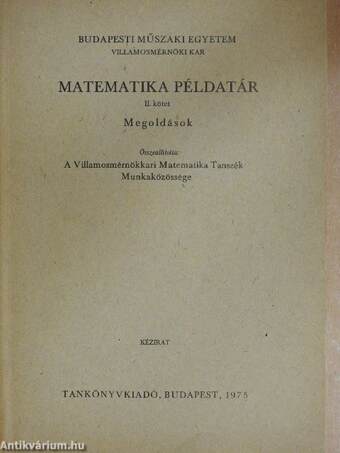 Matematika példatár II. - Megoldások
