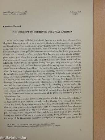 The concept of poetry in Colonial America (dedikált példány)