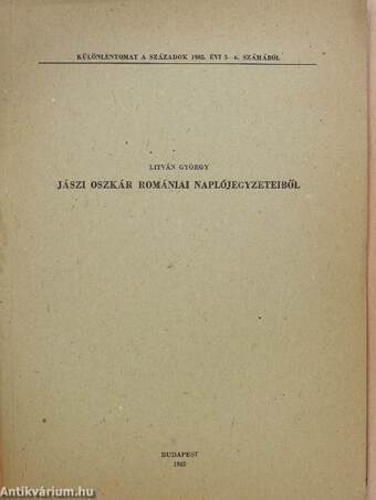 Jászi Oszkár romániai naplójegyzeteiből (dedikált példány)