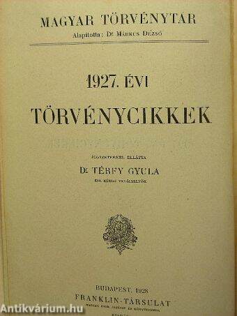 1927. évi törvénycikkek