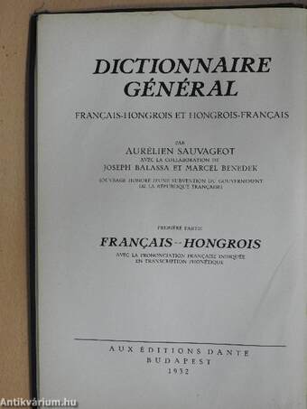 Francia-magyar és magyar-francia nagy kéziszótár I-II.