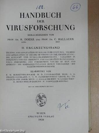 Handbuch der Virusforschung - II. Ergänzungsband