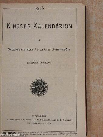 Kincses Kalendáriom 1916