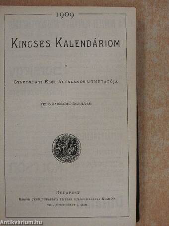 Kincses Kalendáriom 1909