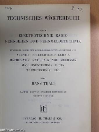 Technisches Wörterbuch II.