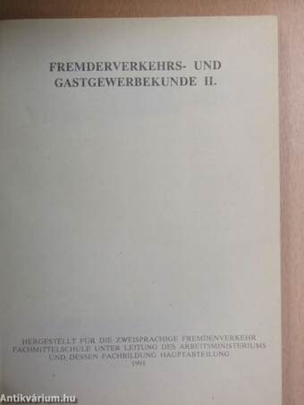 Fremderverkehrs- und Gastgewerbekunde II.