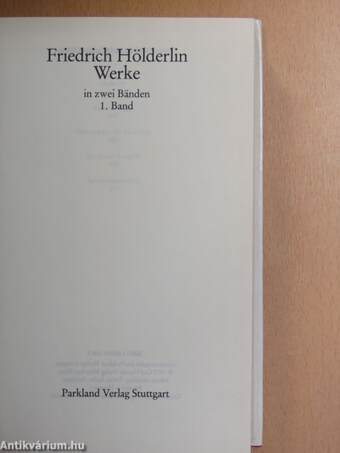 Friedrich Hölderlin Werke in zwei Bänden 1-2.