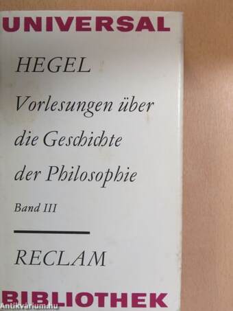 Vorlesungen über die Geschichte der Philosophie III. (töredék)