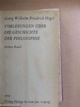 Vorlesungen über die Geschichte der Philosophie III. (töredék)