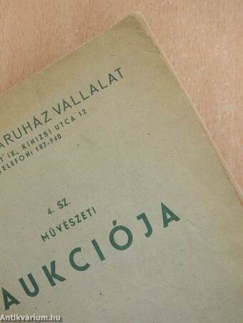 Bizományi Áruház Vállalat 4. sz. Művészeti Aukciója