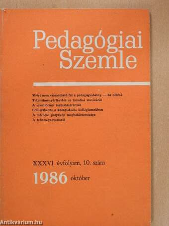 Pedagógiai Szemle 1986. október