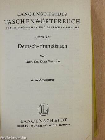 Langenscheidts Taschenwörterbuch der französischen und deutschen Sprache II.