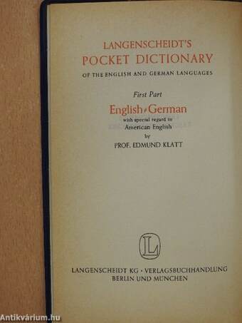 Langenscheidts Taschenwörterbuch der Englischen und Deutschen Sprache I-II.