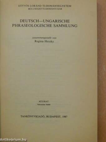 Deutsch-Ungarische phraseologische sammlung