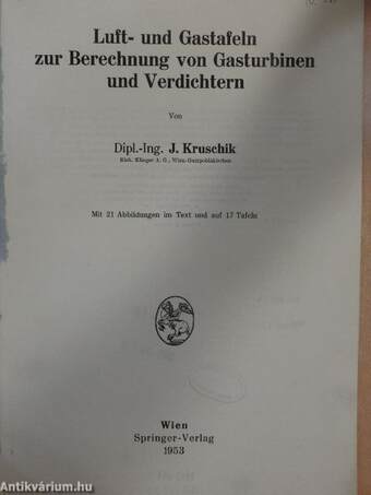 Luft- und Gastafeln zur Berechnung von Gasturbinen und Verdichtern