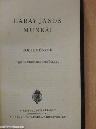 Garay János munkái - Költemények