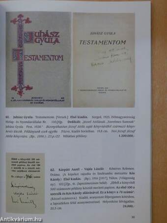A Krisztina Antikvárium 43. könyv, kézirat, plakát és térkép árverése