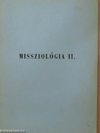 Missziológia II.