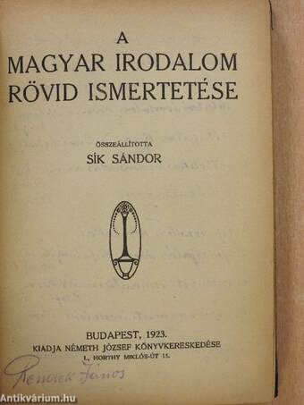 A magyar irodalom rövid ismertetése